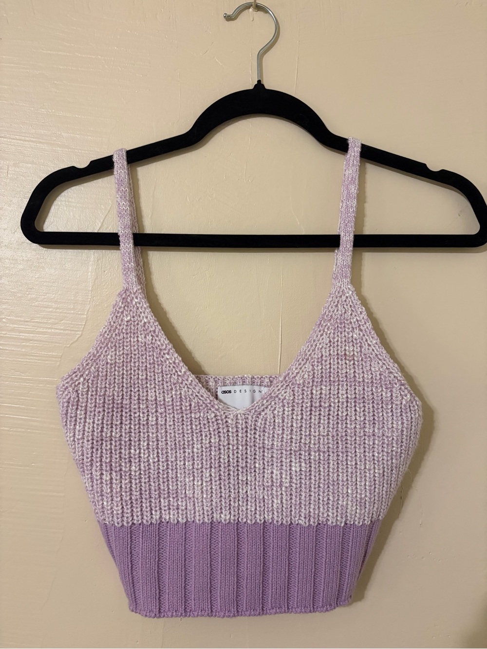 ASOS Two-Tone Lilac Knit V-Neck Cropped Cami